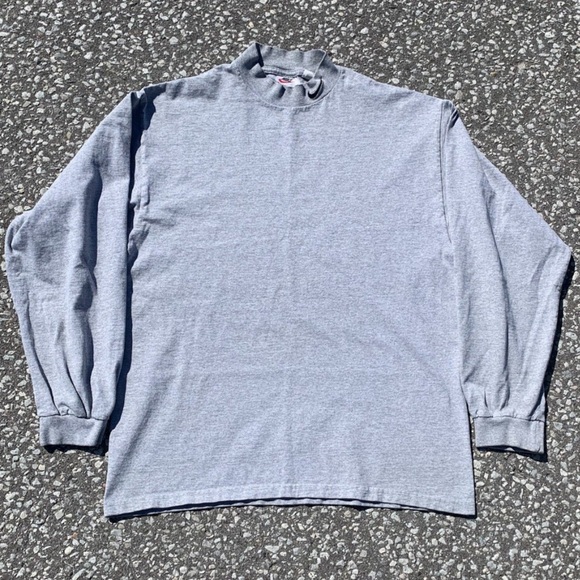 Nike Other - Vtg 90s Nike Mini Swoosh Mock Neck Long Sleeve Shirt L USA Made Grey Distressed